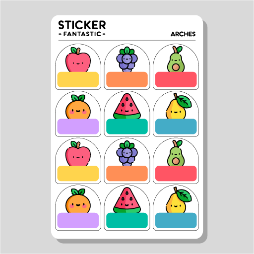 Sticker Fantastic kids name labels, name stickers for kids, daycare labels, colorburst color, fruit theme